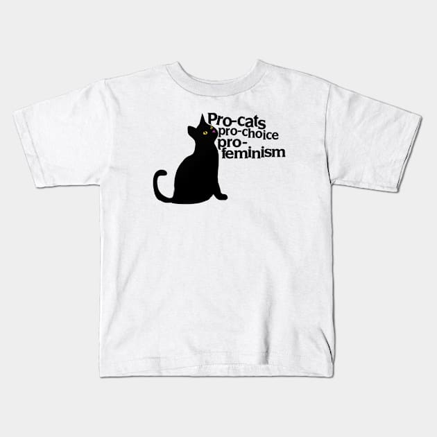 cat pro feminism Kids T-Shirt by sudaisgona